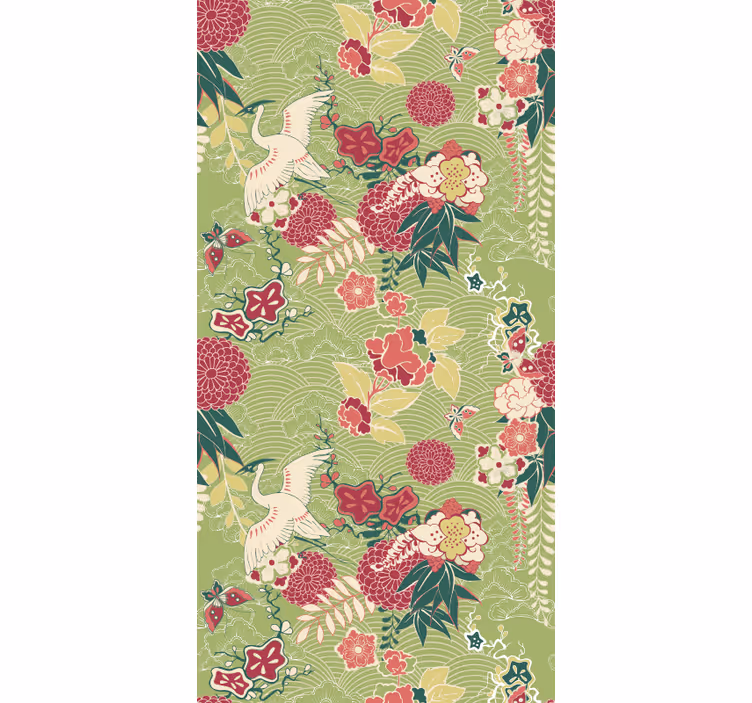 Papel pintado flores motivo floral de grulla - TenVinilo