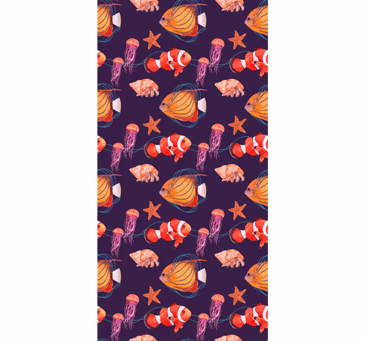 Papel mural peces conjunto de vida acuática - TenVinilo
