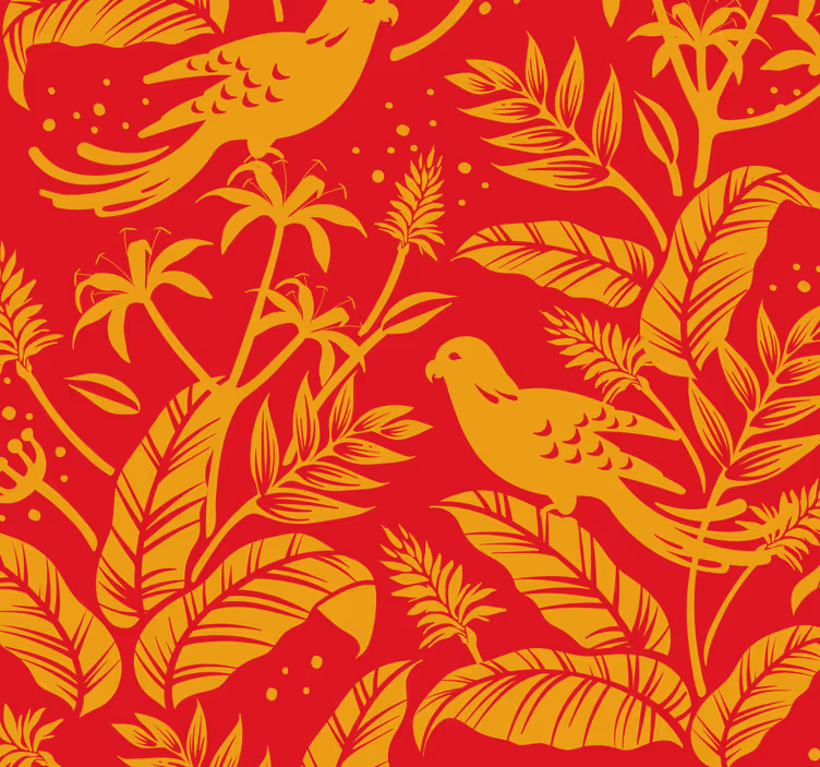 Papel mural hojas motivo de pájaro botánico - TenVinilo