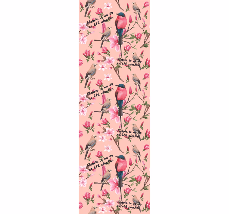 Papel mural pájaros patrón de flor de pájaros - TenVinilo