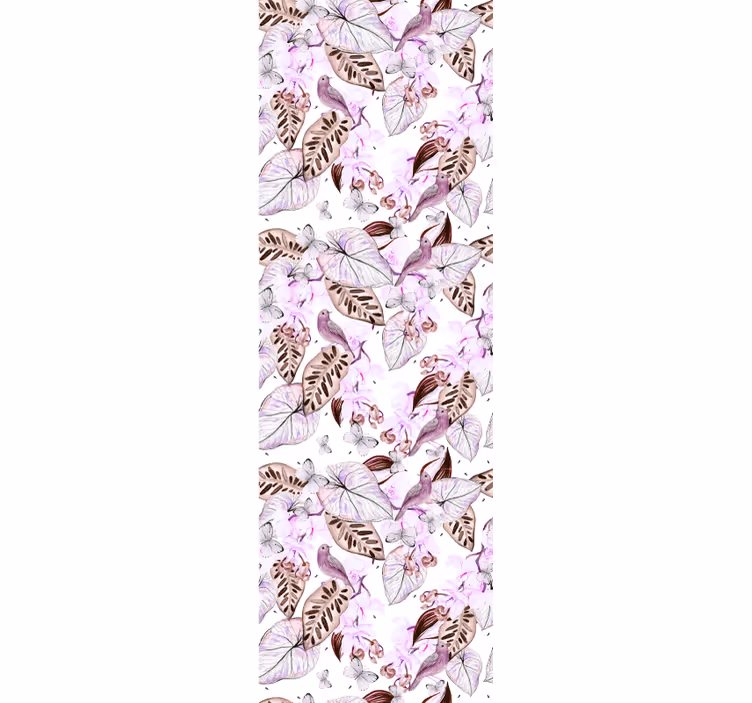 Papel mural hojas motivo botánico de mariposa - TenVinilo