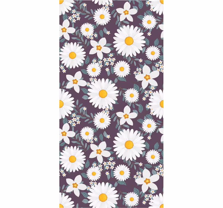 Papel pintado flores patrón floral de margarita - TenVinilo
