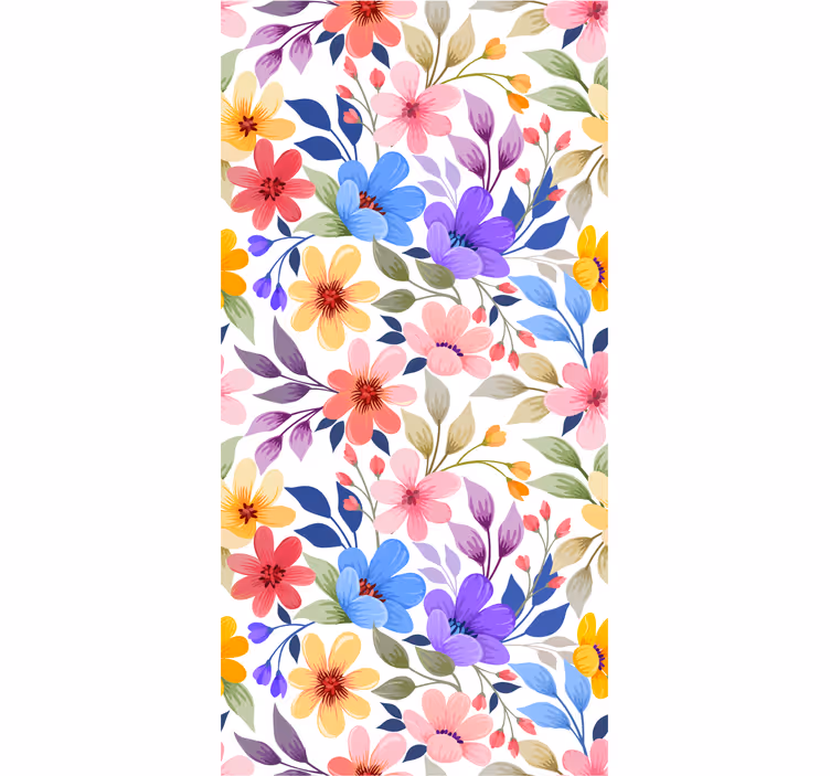 Papel pintado floral Patrón de flores de colores florecientes - TenVinilo