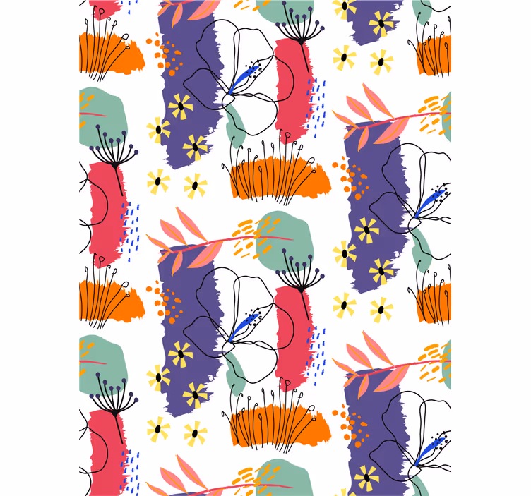 Papel pintado floral Flor abstracta pintada a mano - TenVinilo