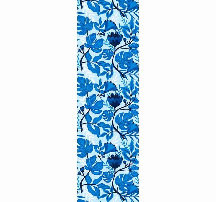 Papel pintado flores florecimiento botánico azul - TenVinilo