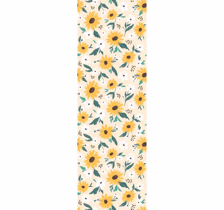 Papel pintado flores Girasol fondo beige - TenVinilo