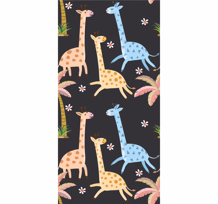 Papel pintado animal Palmeras grises y animales - TenVinilo