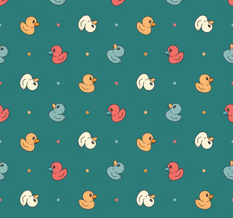 Papel pintado moderno Patitos de goma multicolor - TenVinilo