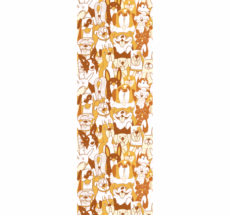 Papel mural perros patrón blanco y naranja - TenVinilo
