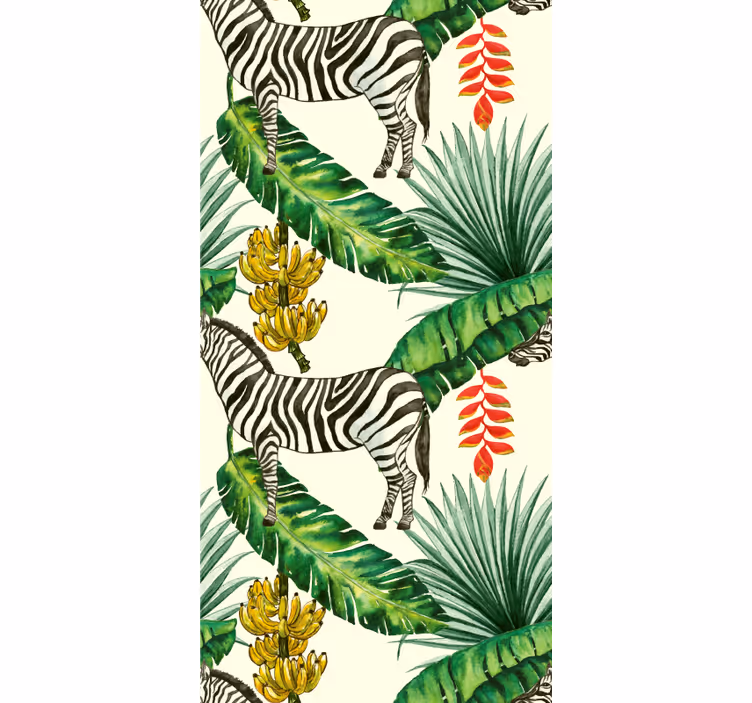 Papel mural animales estampado de cebra tropical - TenVinilo
