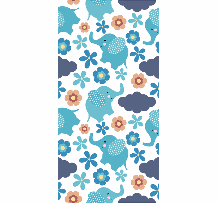 Papel mural elefantes juego floral elefante - TenVinilo