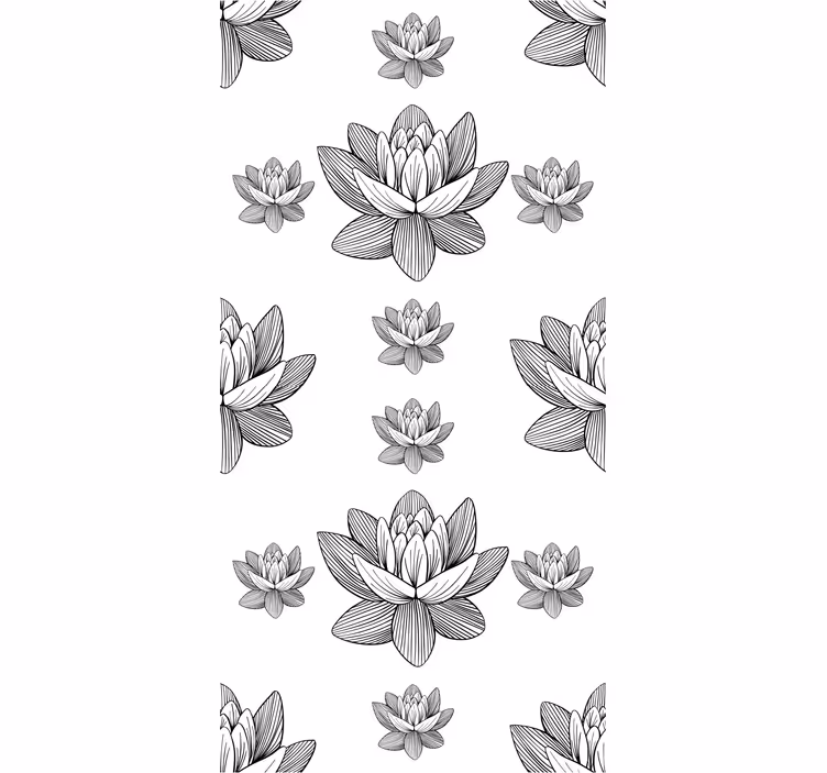 Papel pintado flores patrón de flor de loto - TenVinilo