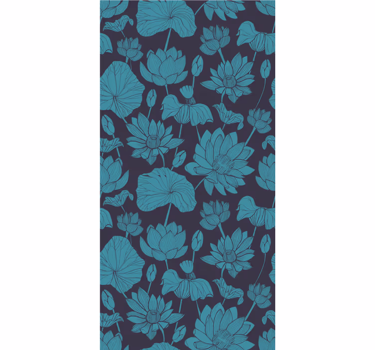 Papel pintado flores patrón de loto botánico - TenVinilo