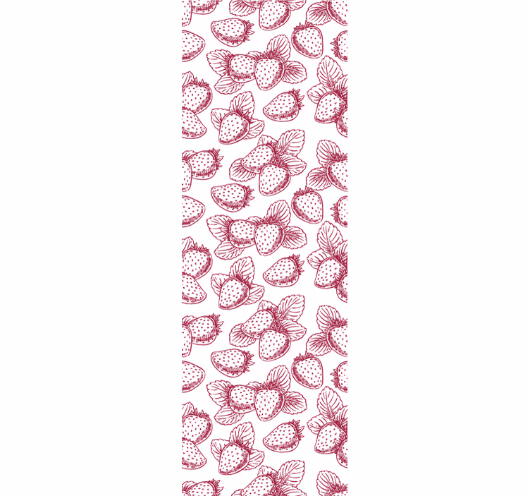 Papel mural cocina bocetos de fresa - TenVinilo