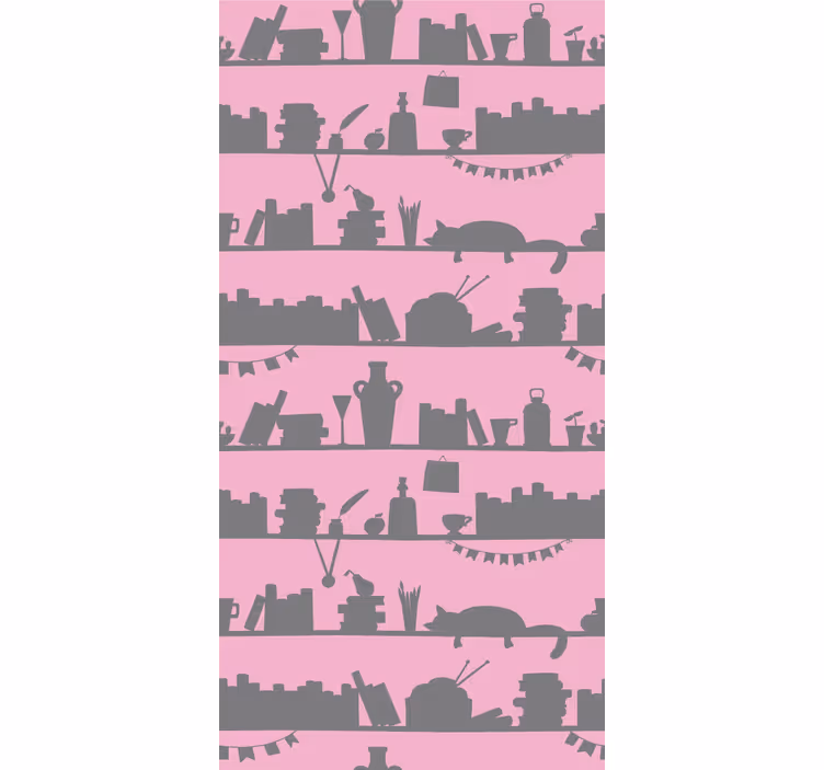 Papel mural despacho objetos en estantes - TenVinilo