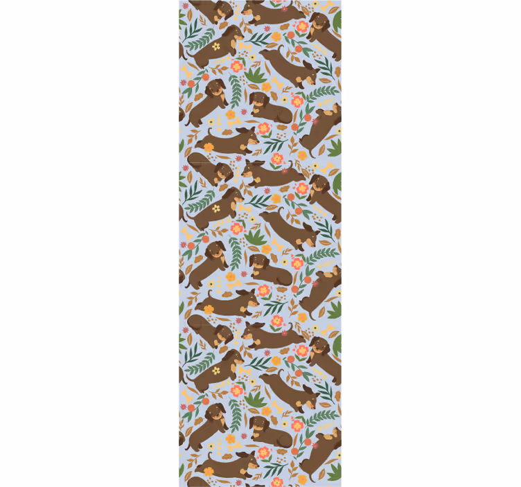Papel mural perros patrón floral de elefante - TenVinilo
