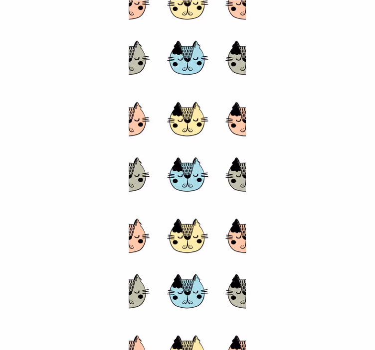 Papel mural gatos caras felinas de dibujos animados - TenVinilo