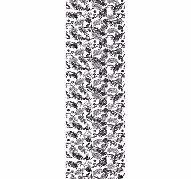 Papel mural selva patrón blanco y negro - TenVinilo