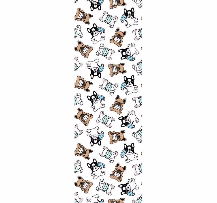 Papel pintado perros Perros lindos con mascarillas - TenVinilo