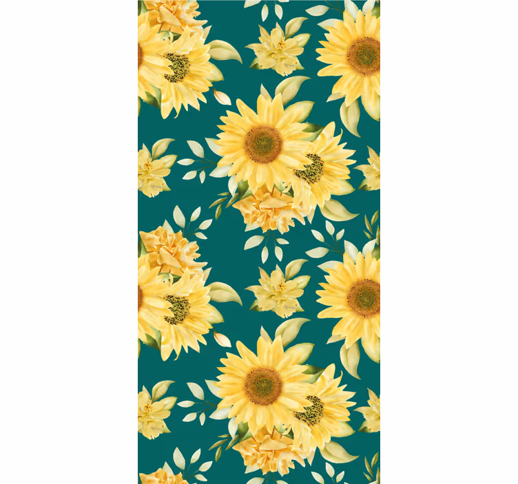 Papel pintado flores patrón de floración de girasol - TenVinilo