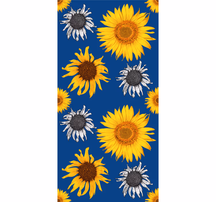 Papel pintado flores conjunto de girasoles - TenVinilo