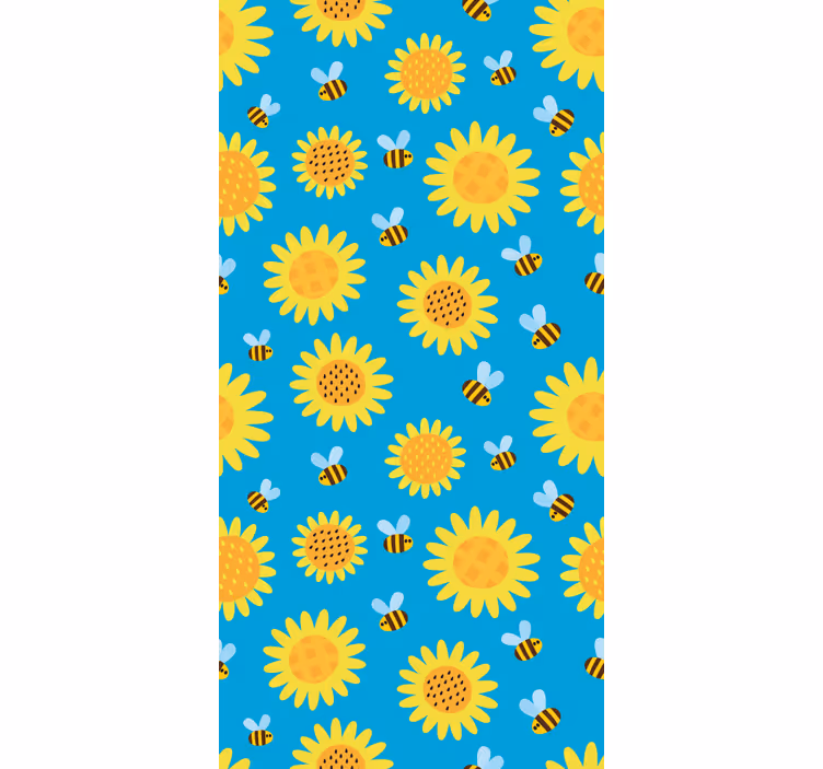 Papel pintado flores patrón floral soleado - TenVinilo