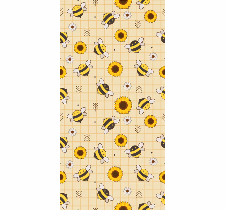 Papel mural animal patrón de girasol abeja - TenVinilo