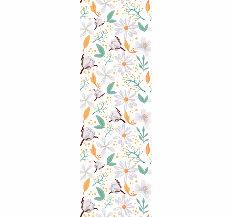 Papel pintado flores flores de algodón botánico - TenVinilo