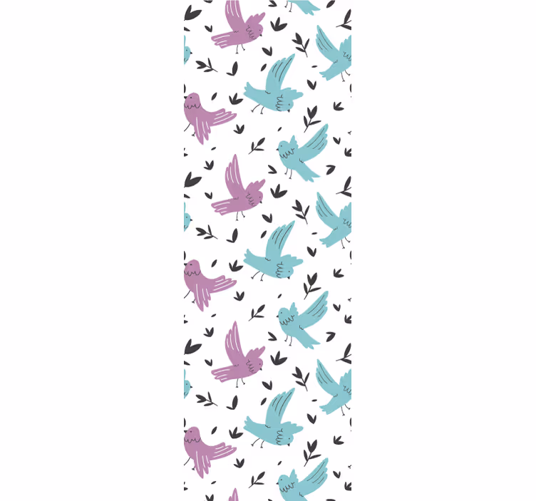 Papel mural animal patrón de pájaro pastel - TenVinilo