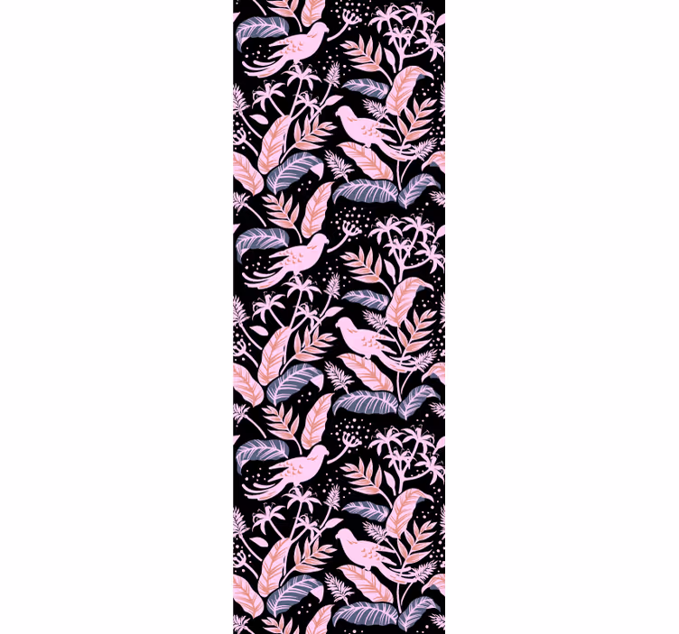 Papel mural ornamental pájaros armonía floral - TenVinilo