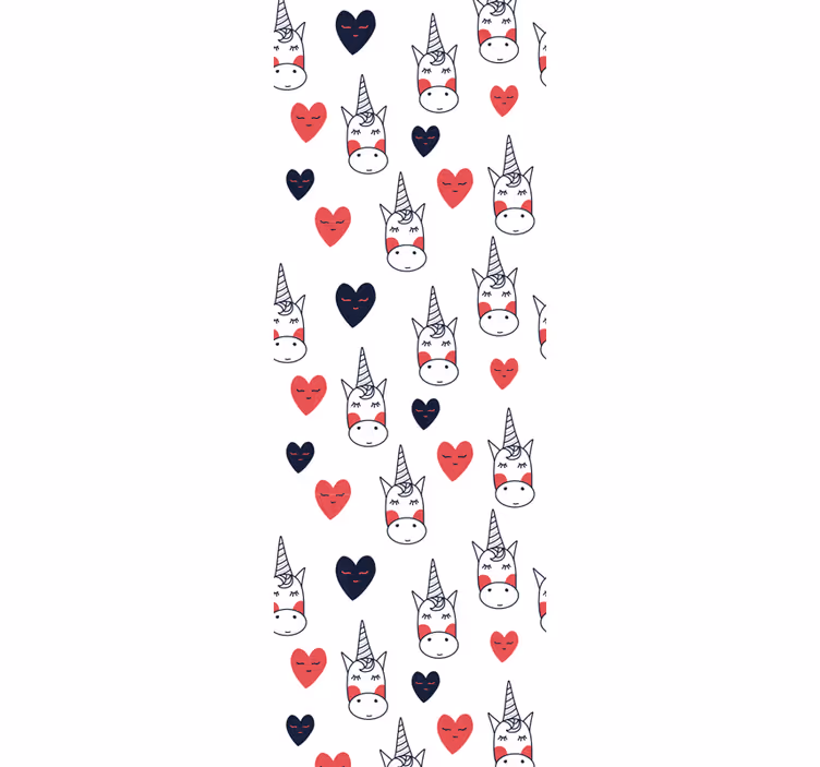 Papel mural arte patrón de corazón de unicornio - TenVinilo