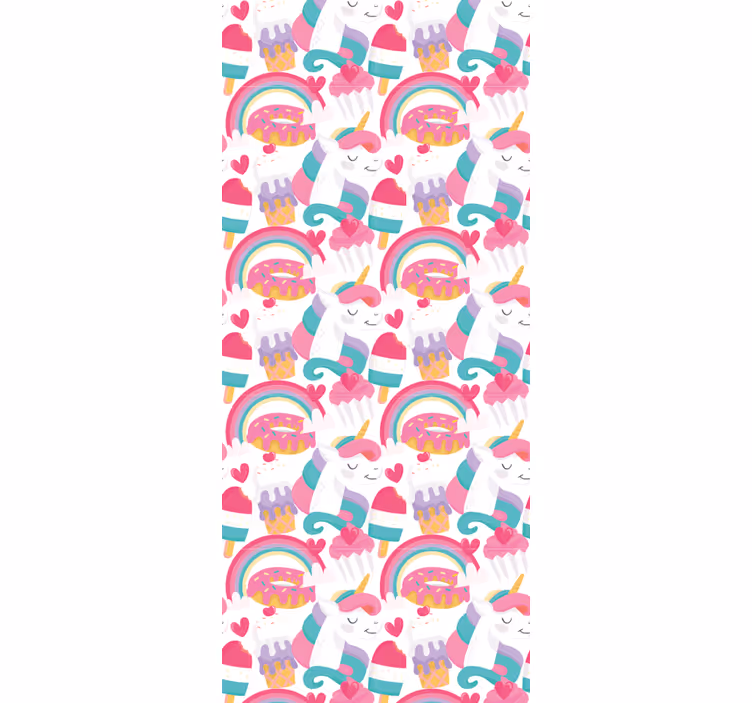 Papel pintado infantil Unicornios con un arcoiris - TenVinilo