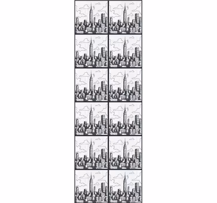 Papel mural ciudades bosquejo del horizonte urbano - TenVinilo