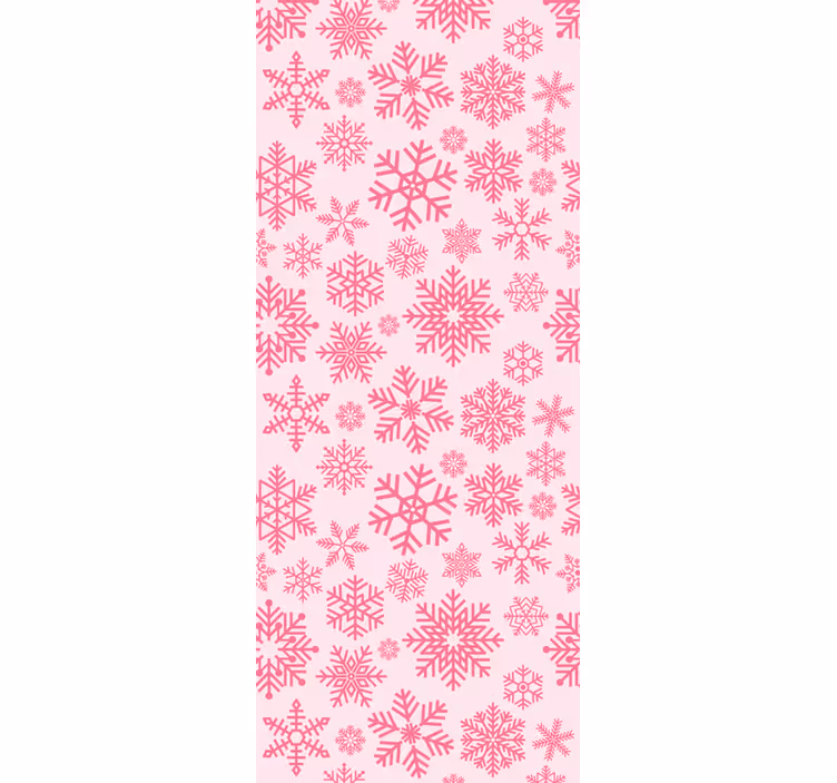 Papel mural navideño patrón de copo de nieve rosa - TenVinilo