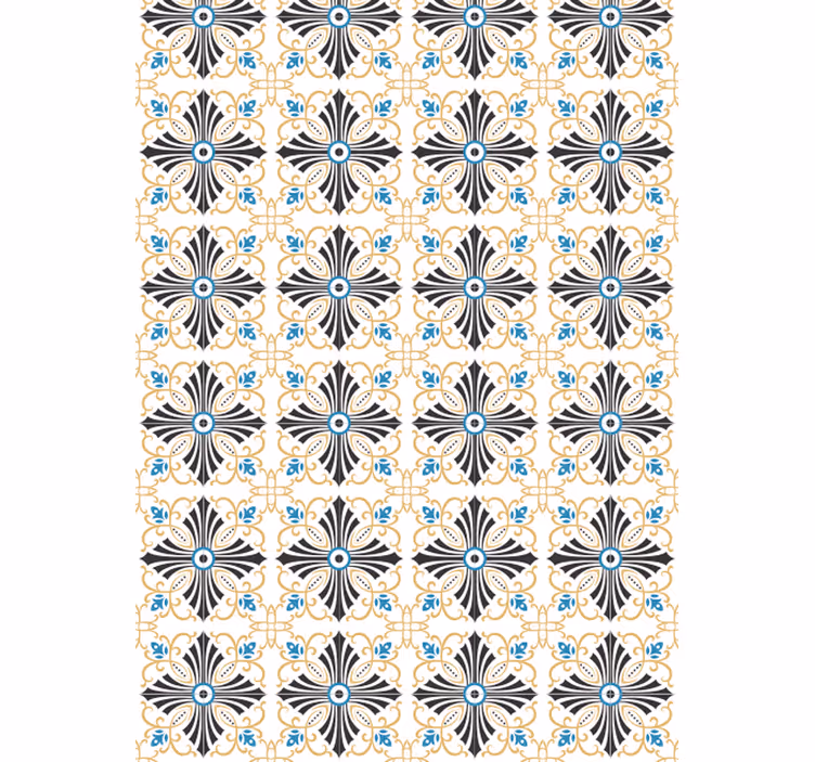 Papel mural ornamental patrón de medallón floral - TenVinilo