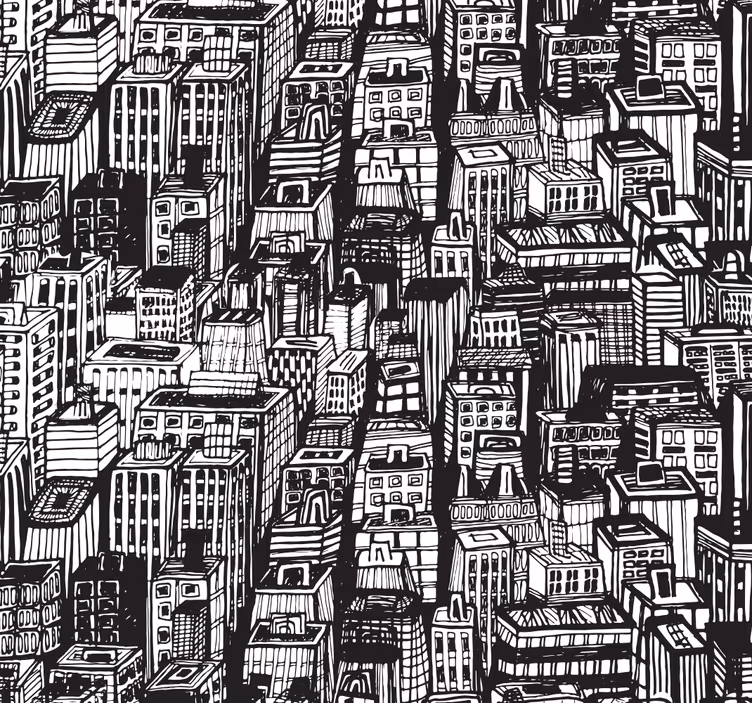 Papel mural ciudades caos de boceto urbano - TenVinilo