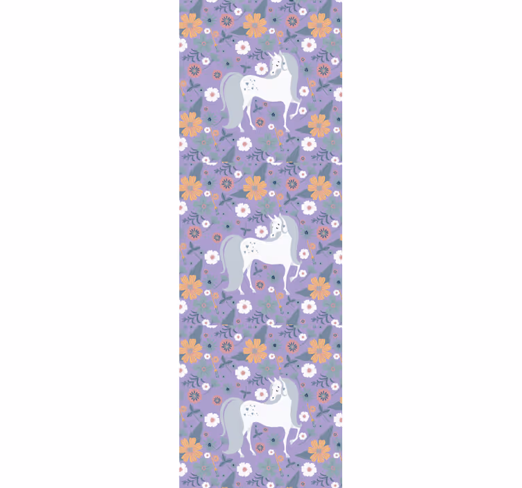 Papel mural animal patrón floral unicornio - TenVinilo