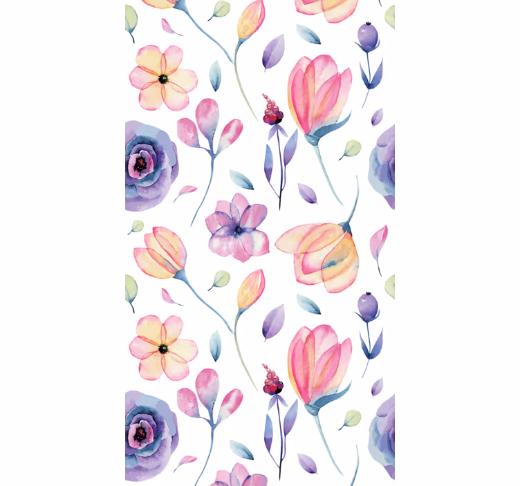 Papel pintado flores acuarela floral - TenVinilo