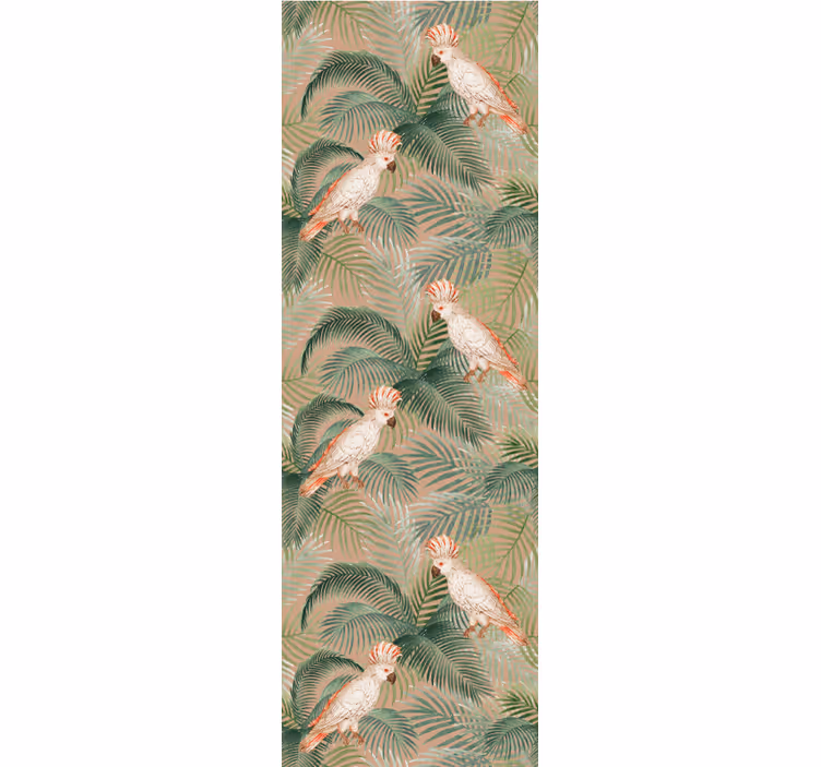 Papel mural living comedor estampado de loros tropicales - TenVinilo