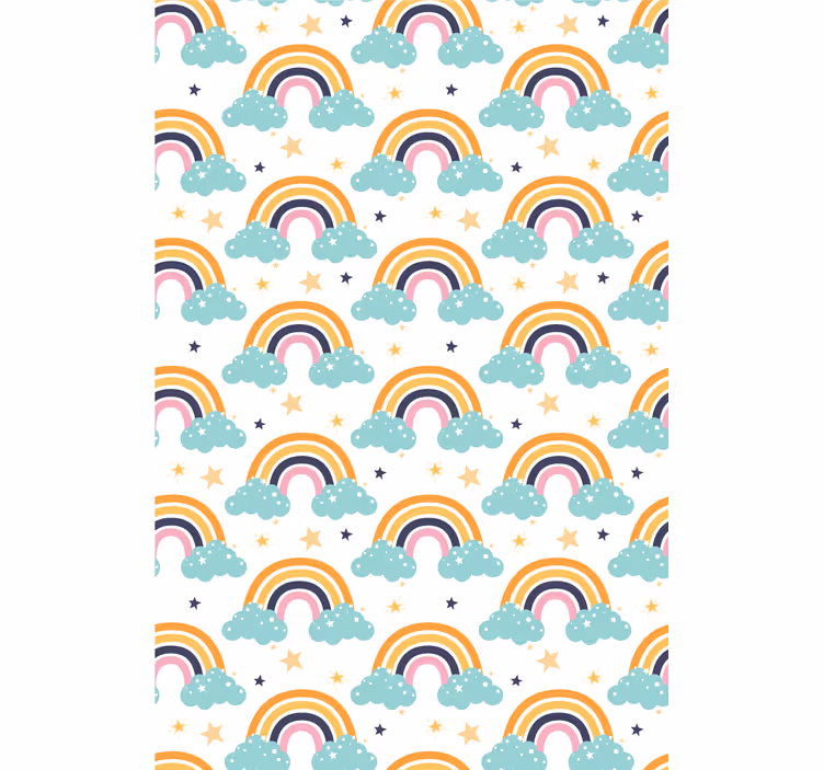 Papel mural infantil cielo estrellado arcoiris - TenVinilo