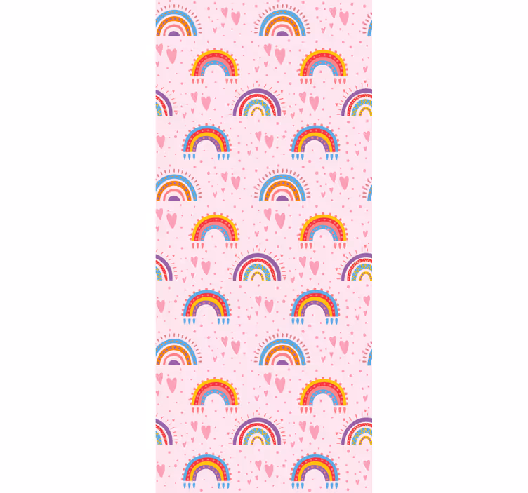 Papel mural infantil patrones de corazon arcoiris - TenVinilo