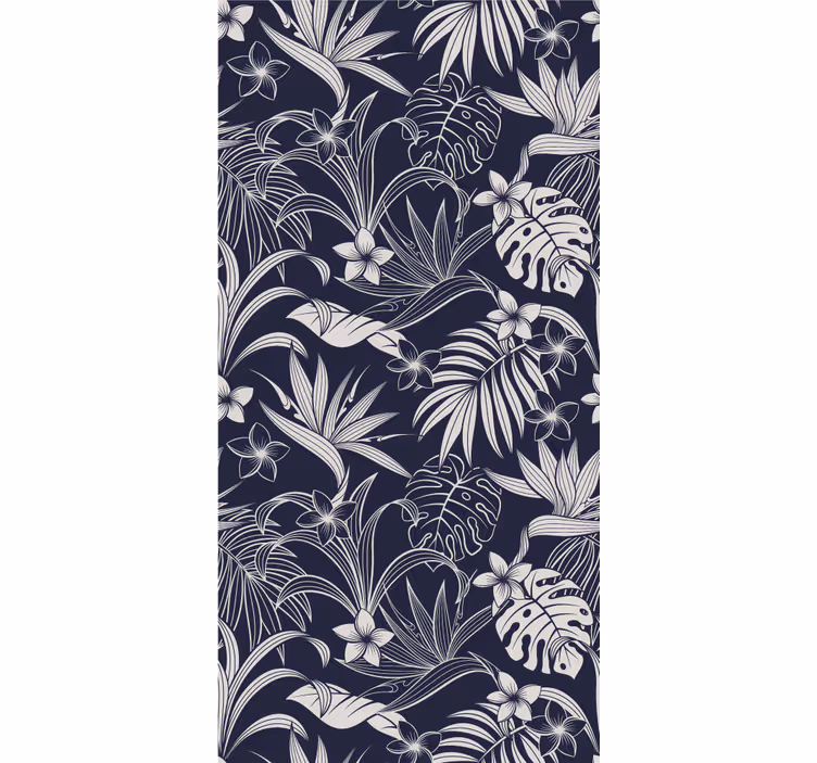 Papel pintado flores Hojas y flores tropicales oscuras - TenVinilo