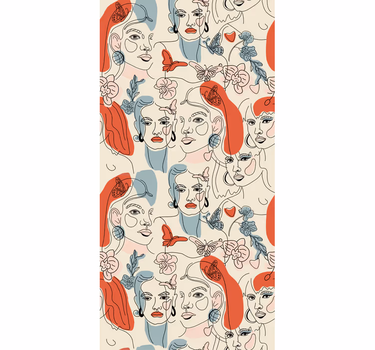 Papel mural arte arte lineal femenino - TenVinilo