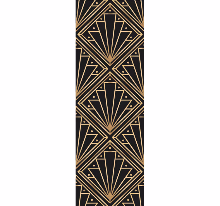 Papel pintado cuadros Patrón cuadriculado deco dorado y negro - TenVinilo