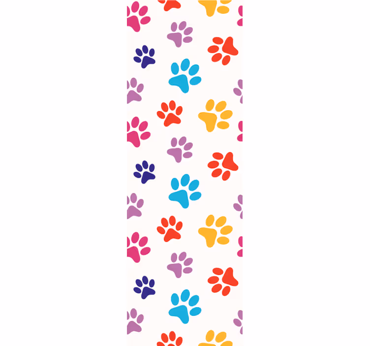 Papel mural perros patrones de patas de colores - TenVinilo