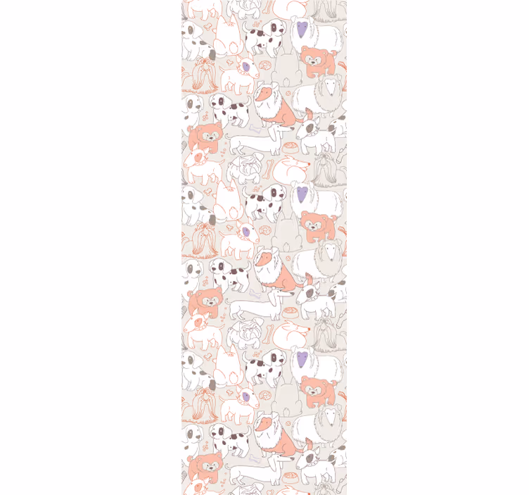 Papel pintado baño Patrón de cachorros rosa y blanco - TenVinilo