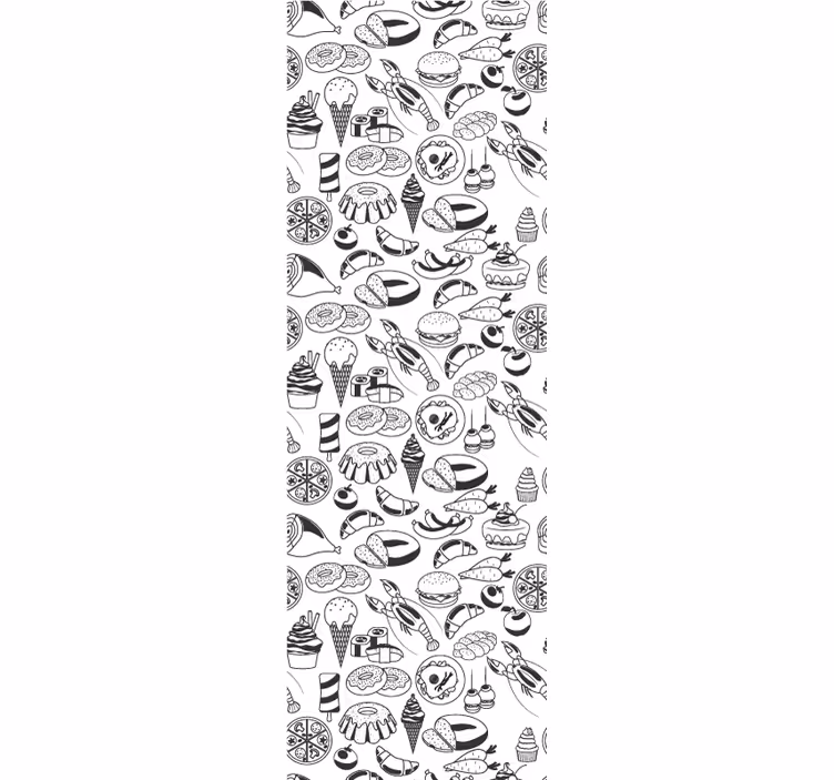 Papel pintado moderno Patrón de garabatos de comida - TenVinilo
