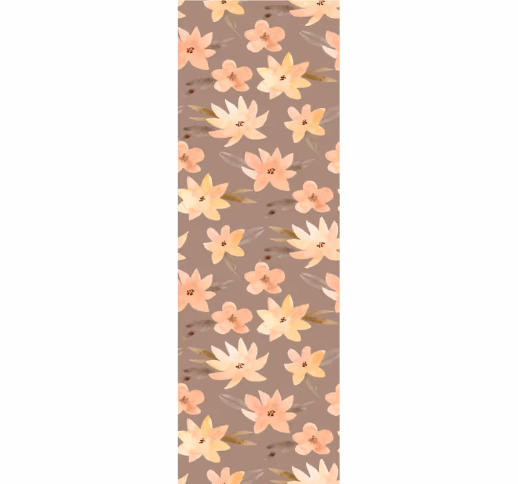 Papel pintado flores patrón de floración marrón - TenVinilo