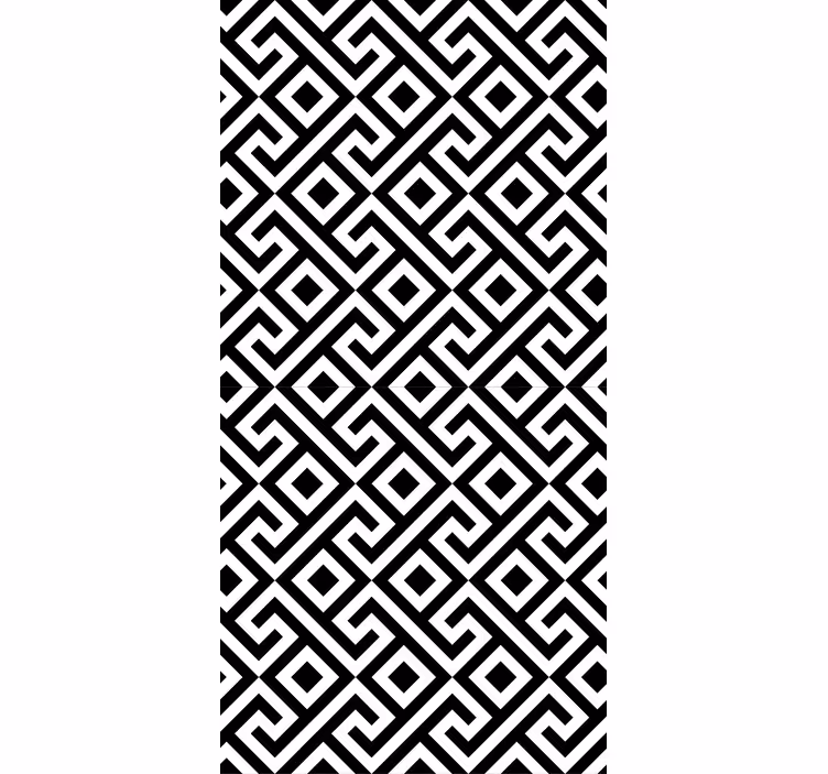 Papel mural geométrico diseño intrincado en blanco y negro - TenVinilo