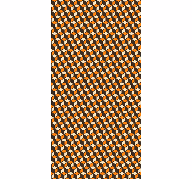Papel mural geométrico patrón cúbico 3d naranja - TenVinilo